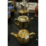 2 Royal Worcester Gold Lustre Teapots and a Crown Devon Gold Lustre Ewer