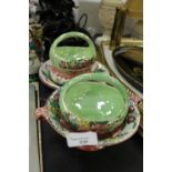 6 Pieces of Maling pottery including Tazza, Dishes and Small Baskets