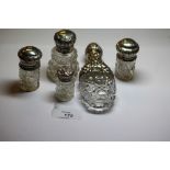 Victorian silver mounted and hob nail cut glass scent bottle and stopper, the mounts by Rosenthal,