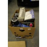 Two boxes of car audio items