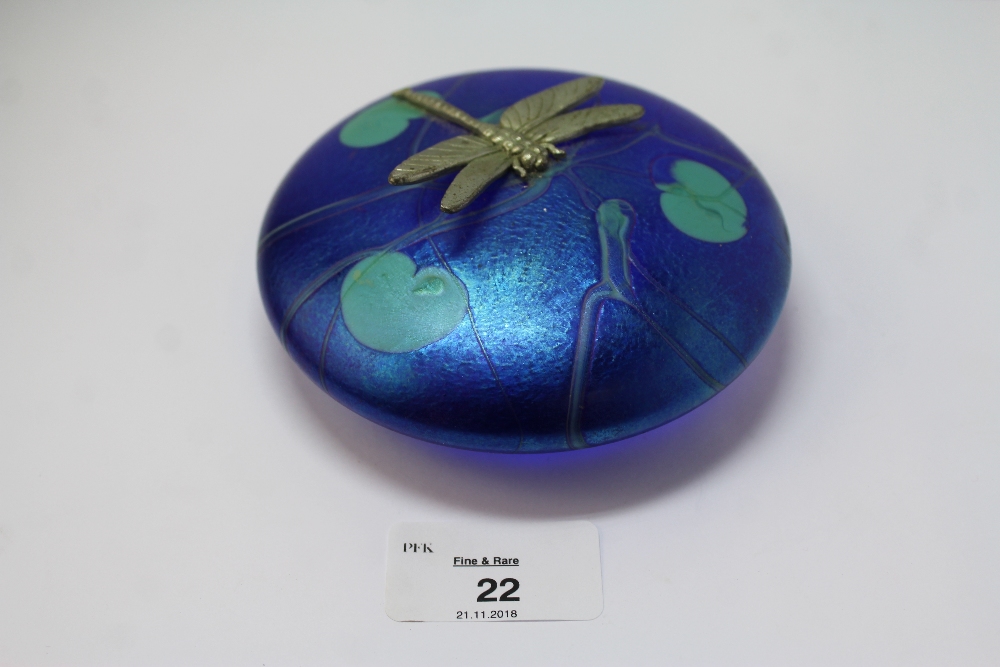 Ditchfield iridescent glass 'Dragonfly' paperweight