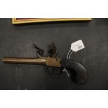 18th Century flintlock pocket pistol by Knubley, London (lacking knife end)