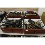 Four drawers of vehicle and hand tools and minor parts including spark plugs