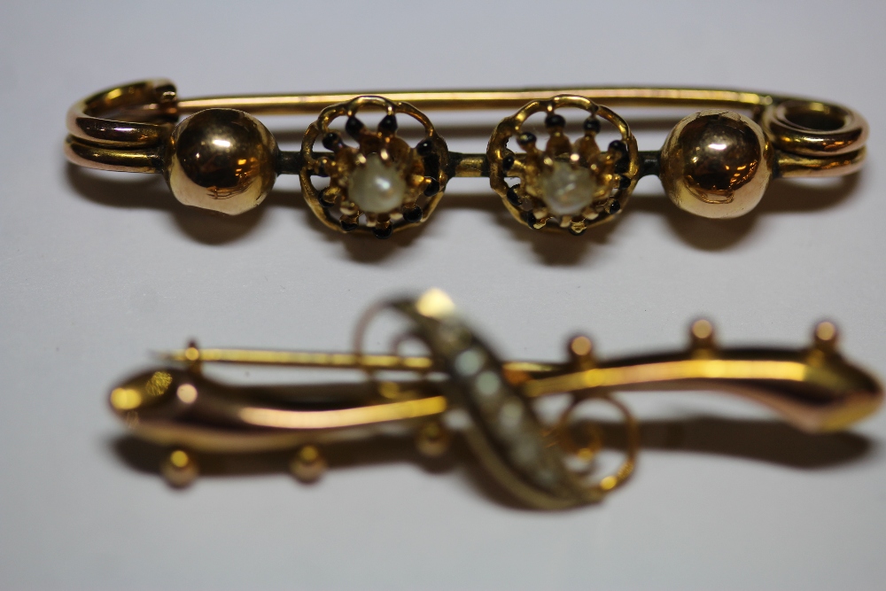 Two 9ct gold seed pearl brooches - Image 2 of 3