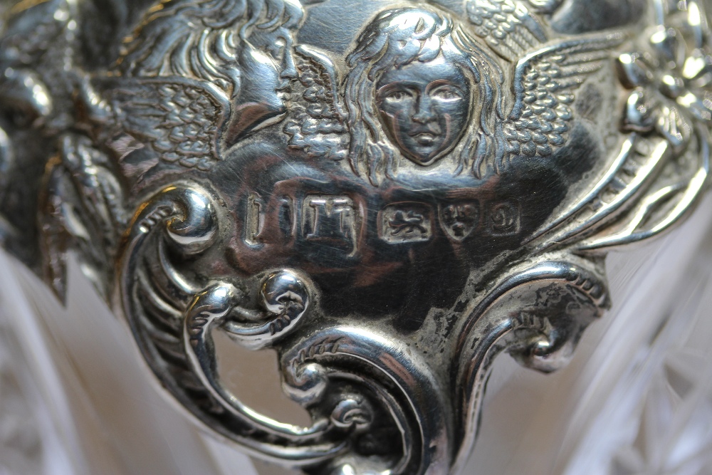 Edward VII silver mounted cut glass table scent bottle and cover, the mount hallmarked for Chester - Image 3 of 3