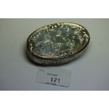 Early Victorian silver oval snuff box by CW Co, Birmingham 1849, with all over leaf scroll