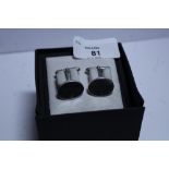 Pair of gents silver cufflinks by Carrs, the oval faces hallmarked for 2007, boxed