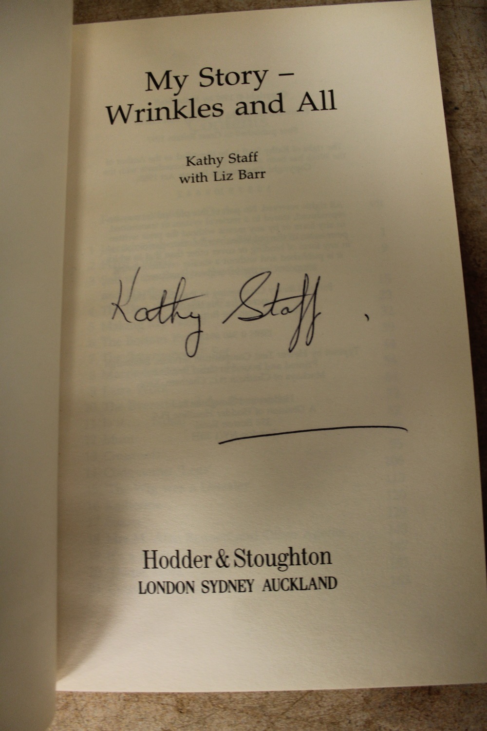 Staff [Kathy] - My Story, signed first edition, 1997, hardback with dustwrapper - Image 2 of 2