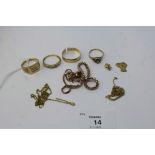 Gents 9ct gold signet ring, size Z, three other gold rings, etc