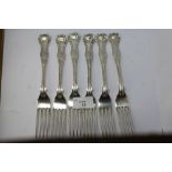 Six George V silver Kings pattern forks by Cooper Brothers, Sheffield 1920 and a Victorian silver