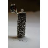 Victorian embossed silver cylindrical scent bottle, Birmingham assay but date letter and maker