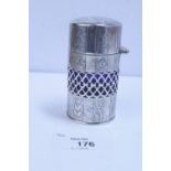 Edward VII pierced and engraved silver table centre bottle by C.E. Williams, Birmingham 1902, with