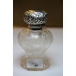 Edward VII silver mounted cut glass table scent bottle of Art Nouveau design, the mount by Walker