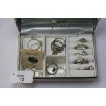 Shetland Silver pendant and a quantity of silver/white metal rings, etc