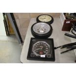 MG quartz wall clock by Chronos Classic Car Clocks and two other clocks