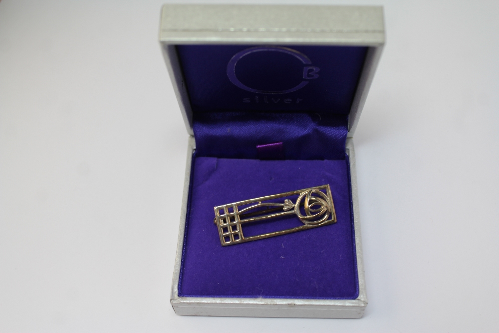 Silver brooch of Mackintosh design, stamped 925