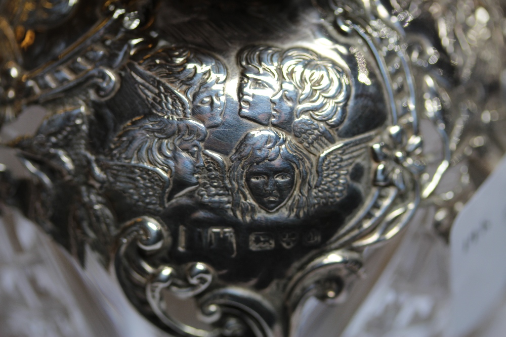 Edward VII silver mounted cut glass table scent bottle and cover, the mount hallmarked for Chester - Image 2 of 3