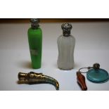 Victorian white metal (thought silver) mounted cut milk glass scent bottle, the mount worded 'MORDAN