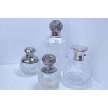 Late Victorian silver mounted cut glass table scent bottle, the mount hallmarked for London 1892 and