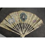 Late 18th Century bone fan, the panels painted with flowers and swag motifs and dated 1790, with