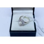 9ct gold, pearl and cubic zirconia ring, size N