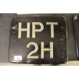 Vintage Bluemels metal number plate HPT 2H