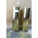 Pair WWI Trench Art 18lb shell cases