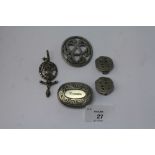 Pair of Liberty pewter earrings No. 1022 (clip fitting) and a small selection of Celtic style