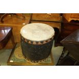 Animal Skin Carved Drum - possibly African