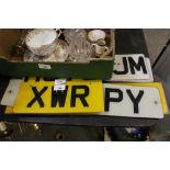 Five plastic number plates including KUG 84N (some a.f.)