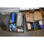 Two boxes of car audio items