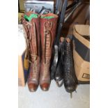 Pair of Vintage Leather Ice Skates & Pair Ladies Riding Boots