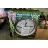 Reproduction Double Sided Station Clock