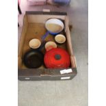 Box of Le Creuset items