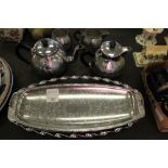 Swan Brand 4 piece Cromolin tea set and 2 sandwich plates