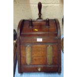 Old Walnut and Brass Mounted Coal Box with Brass Shovel