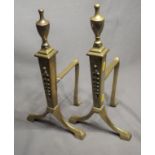 Pair of 20th Century Regency Style Brass Fire Dogs