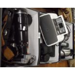 35mil Zenit Camera with Large Telephoto Lenses and Pistol Grip, Digital Camera with Base Station and