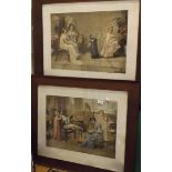 Two Large Edwardian Oak Framed Colour Prints " When all the World Seems Gay" and "In Sweet Accord"