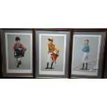 Three G Frisham signed Limited Edition Cartoon Prints of Jockeys, Lester Piggott, Pat Eddery and