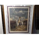 Two Framed and signed Mezzotints one of Napoleon Mounted on His Steed the other of an Interior Scene