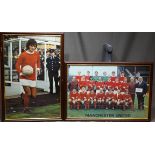 Two Coloured Photographic Prints Manchester United a full photograph of the team and staff and a