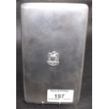 Large Heavy Hall Marked Silver Cigarette Case with Engine Turned Decoration bearing the badge of the