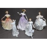 Five Royal Doulton Figurines including "Deborah" "Beth" "Lucy" "With Love" and "Sentiments"