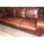 Dark Brown Leather Three Seater Sofa