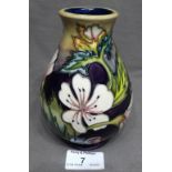 Moorcroft 6" Vase copyright for 1999, with the initials William Moorcroft and Potters mane R