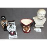 Small Royal Doulton Seated Toby Jug of Winston Churchill, Chalk Bust of Winston Churchill, Small