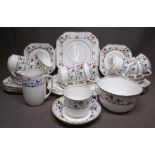 Gladstone China Tea Set with Hand Painted Floral Decoration consisting of ten cups & saucers, twelve