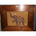 Print of an Indian Elephant in a Rustic Pine Frame with Rope Hanger