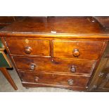 Victorian Pine Chest of Two Over Two Graduated Drawers with Knobs